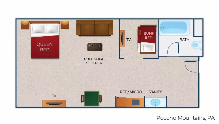 The floor plan for the Wolf Den Suite(Resort View) 